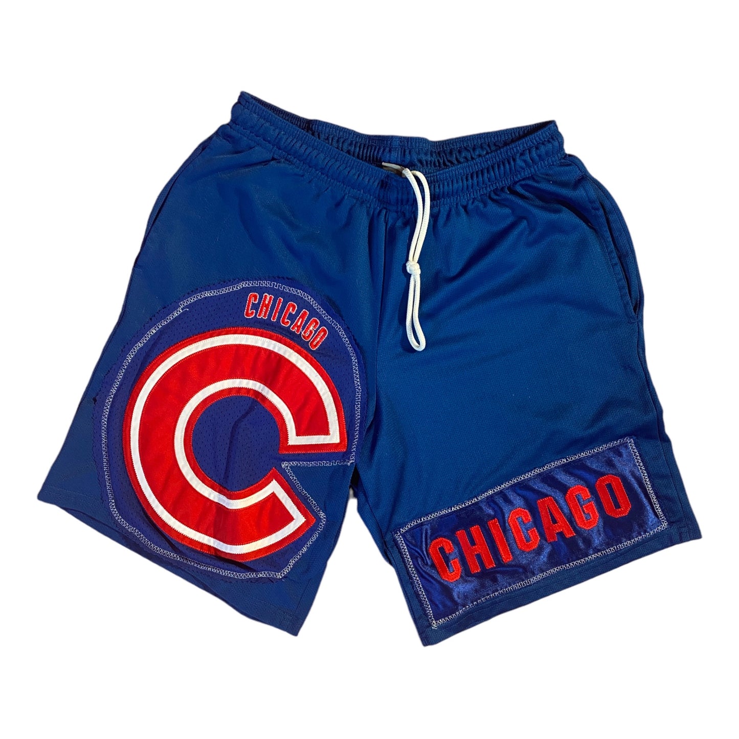 Upcycled Chicago Cubs Jersey on Drawstring Shorts